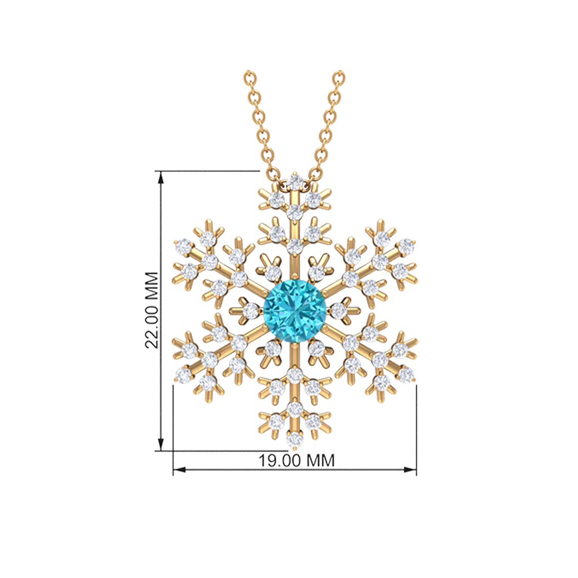 1 CT Swiss Blue Topaz and Diamond Scatter Snowflake Pendant Swiss Blue Topaz - ( AAA ) - Quality - Rosec Jewels
