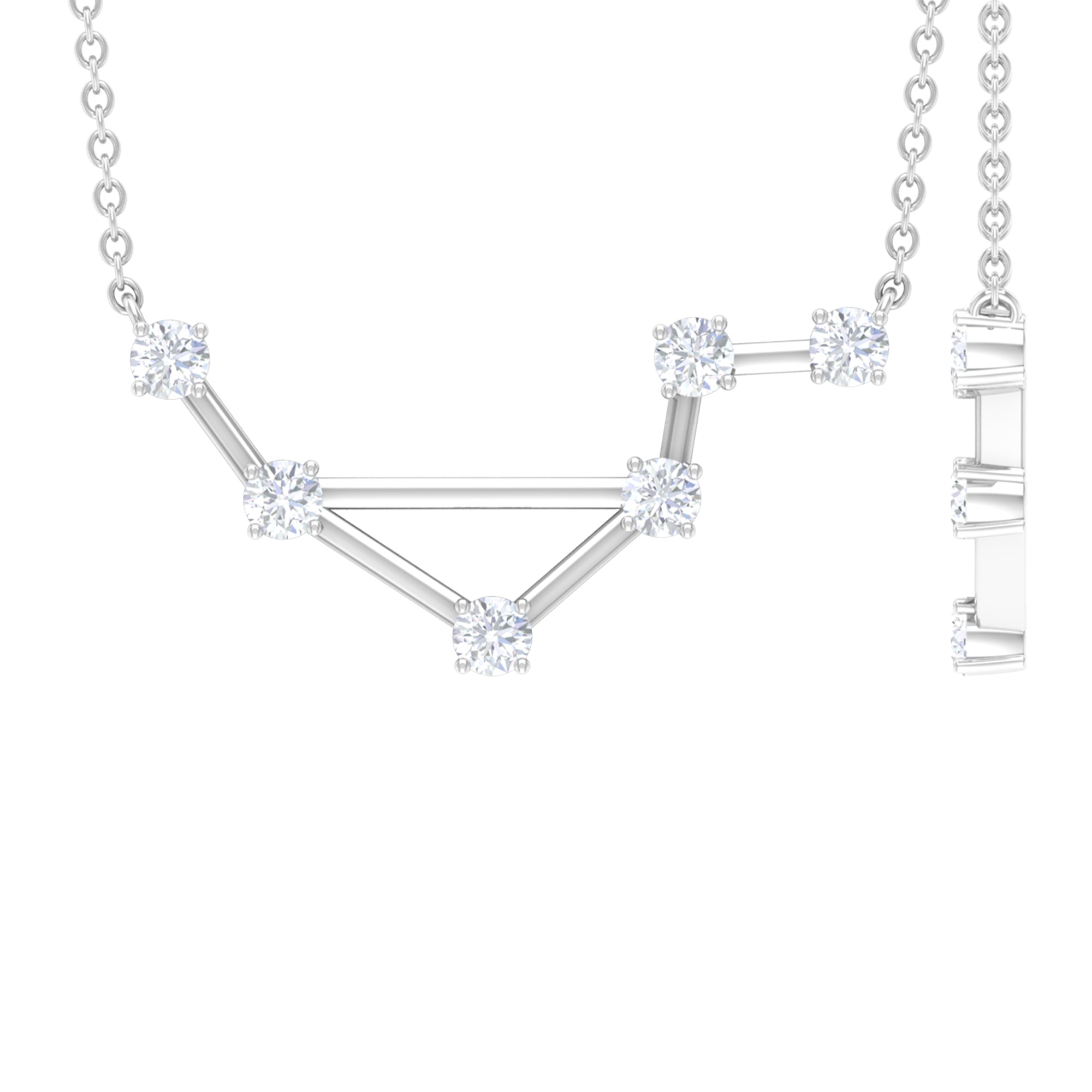 Certified Moissanite Constellation Libra Zodiac Sign Necklace Moissanite - ( D-VS1 ) - Color and Clarity - Rosec Jewels