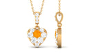 Fire Opal and Moissanite Heart Pendant Necklace Fire Opal - ( AAA ) - Quality - Rosec Jewels