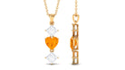 Heart Shape Fire Opal Drop Pendant with Princess Cut Moissanite Fire Opal - ( AAA ) - Quality - Rosec Jewels