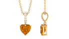 6 MM Heart Shape Citrine Solitaire Pendant with Diamond Accent Bail Citrine - ( AAA ) - Quality - Rosec Jewels