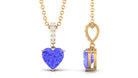 Heart Shape Tanzanite Solitaire Pendant with Diamond Accent Bail Tanzanite - ( AAA ) - Quality - Rosec Jewels