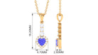 Heart Shape Tanzanite Drop Pendant with Diamond Tanzanite - ( AAA ) - Quality - Rosec Jewels