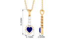 Heart Shape Created Blue Sapphire Drop Pendant Necklace with Diamond Lab Created Blue Sapphire - ( AAAA ) - Quality - Rosec Jewels