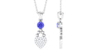 Tanzanite and Diamond Heart Drop Pendant with Beaded Detailing Tanzanite - ( AAA ) - Quality - Rosec Jewels