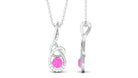 Round Pink Sapphire and Diamond Twisted Pendant Necklace Pink Sapphire - ( AAA ) - Quality - Rosec Jewels