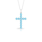 2.75 CT Simple Aquamarine Holy Cross Pendant Aquamarine - ( AAA ) - Quality - Rosec Jewels