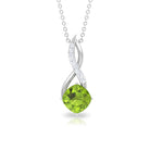 Cushion Cut Peridot Solitaire Infinity Pendant with Diamond Peridot - ( AAA ) - Quality - Rosec Jewels