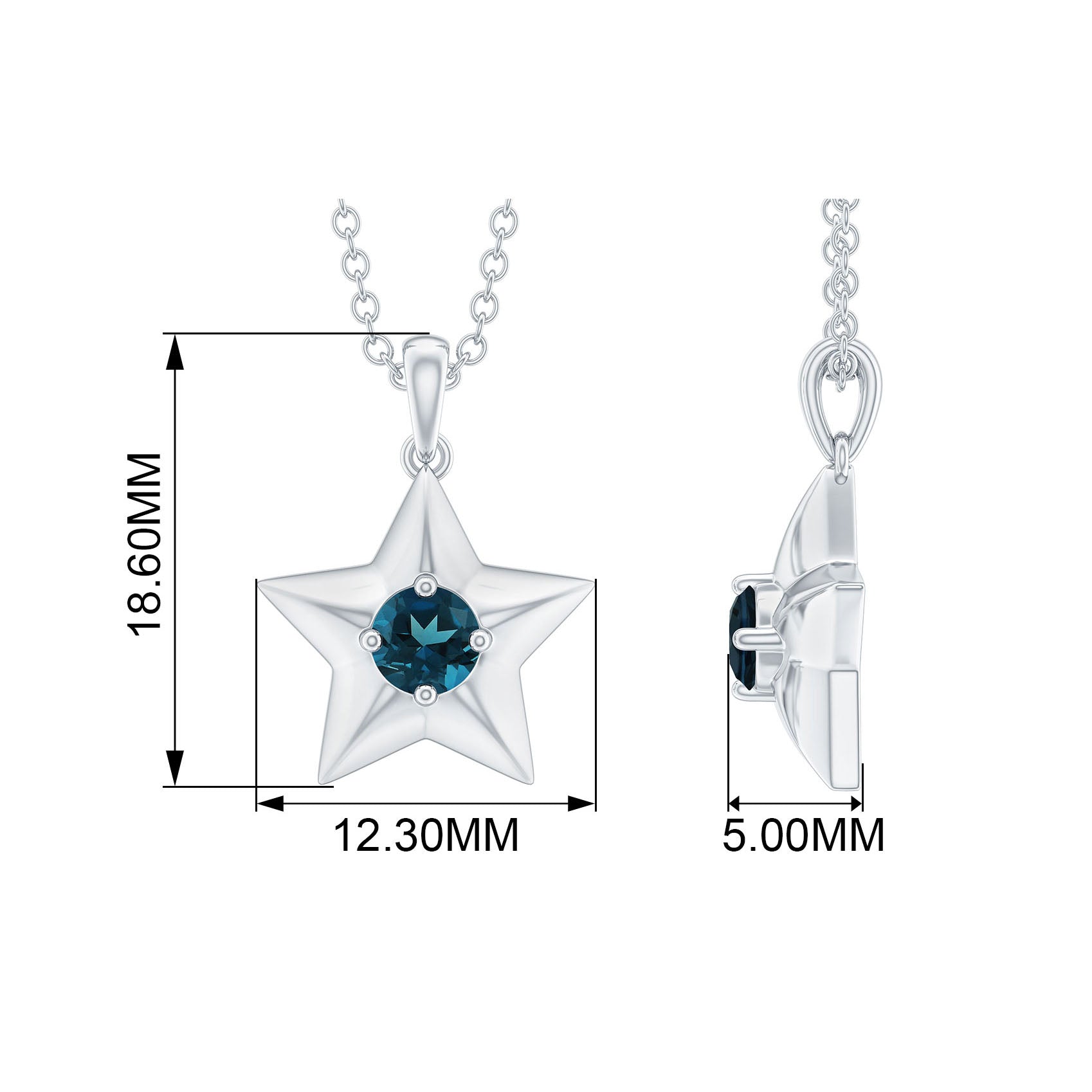 1/4 CT London Blue Topaz and Gold Star Pendant for Women London Blue Topaz - ( AAA ) - Quality - Rosec Jewels