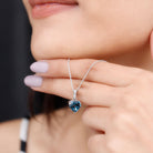 8 MM Heart Shape London Blue Topaz Pendant with Diamond London Blue Topaz - ( AAA ) - Quality - Rosec Jewels