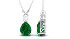 Created Emerald Teardrop Pendant with Moissanite Lab Created Emerald - ( AAAA ) - Quality - Rosec Jewels
