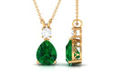 Created Emerald Teardrop Pendant with Moissanite Lab Created Emerald - ( AAAA ) - Quality - Rosec Jewels