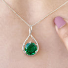 3.5 CT Solitaire Infinity Necklace with Created Emerald Lab Created Emerald - ( AAAA ) - Quality - Rosec Jewels