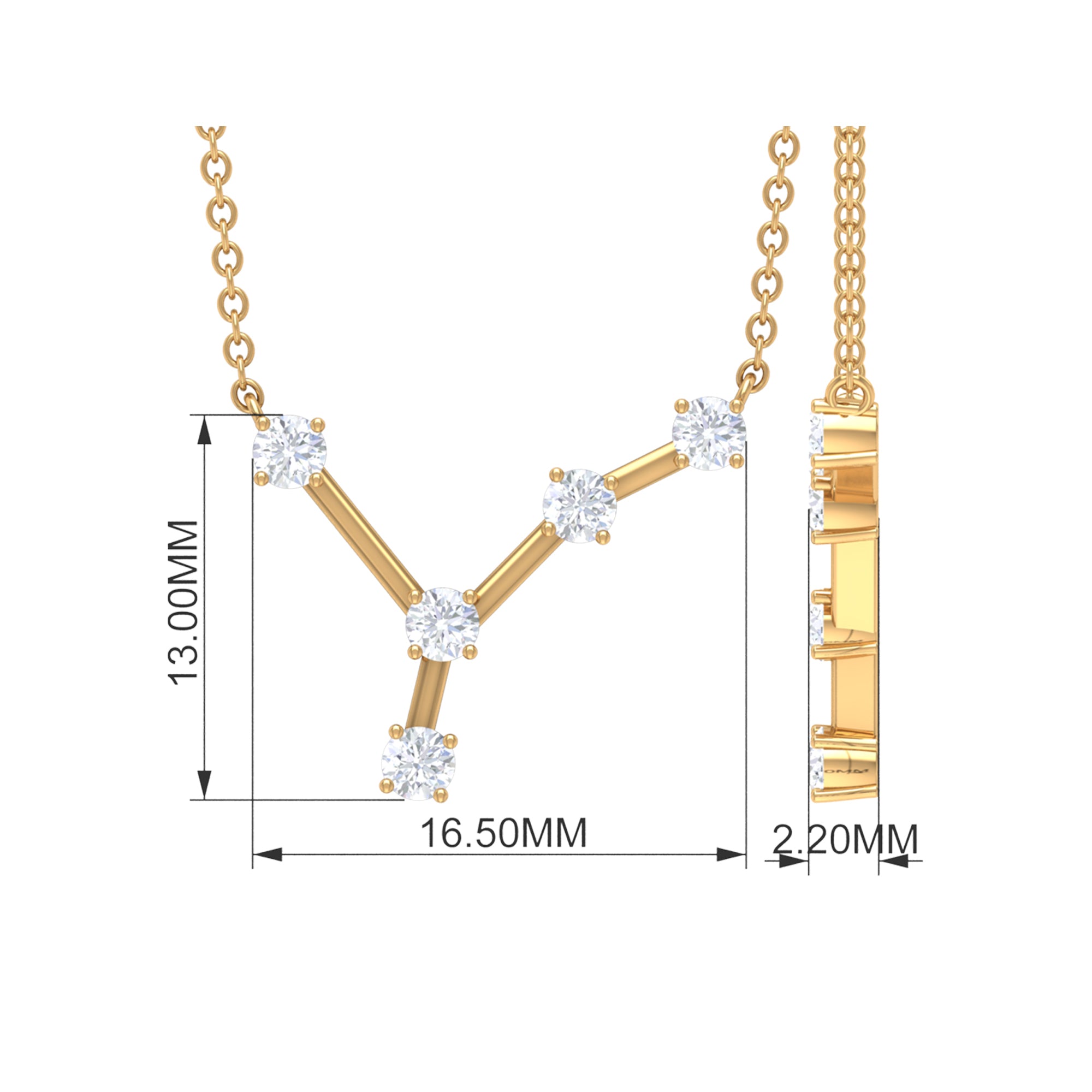 Diamond Cancer Zodiac Constellation Necklace Diamond - ( HI-SI ) - Color and Clarity - Rosec Jewels