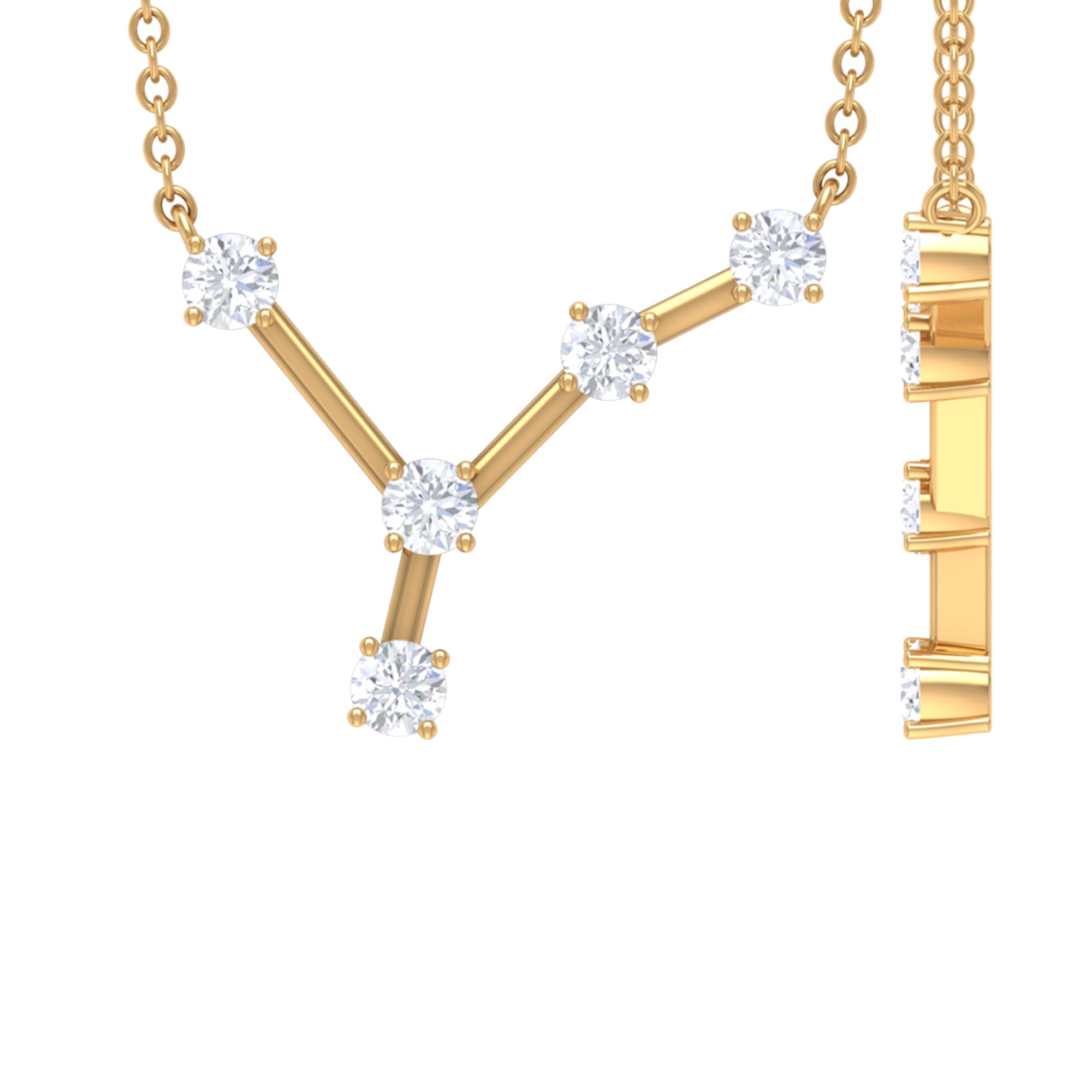 Diamond Cancer Zodiac Constellation Necklace Diamond - ( HI-SI ) - Color and Clarity - Rosec Jewels