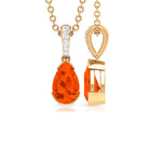 Pear Shape Fire Opal Solitaire Pendant with Diamond Accent Bail Fire Opal - ( AAA ) - Quality - Rosec Jewels