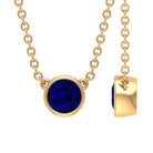 1/2 CT Bezel Set Round Blue Sapphire Solitaire Necklace Blue Sapphire - ( AAA ) - Quality - Rosec Jewels