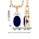 Minimal Oval Blue Sapphire Pendant with Diamond Stones Blue Sapphire - ( AAA ) - Quality - Rosec Jewels