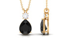 Pear Cut Created Black Diamond Drop Pendant with Moissanite Lab Created Black Diamond - ( AAAA ) - Quality - Rosec Jewels