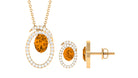 Oval Citrine and Moissanite Contemporary Jewelry Set Citrine - ( AAA ) - Quality - Rosec Jewels