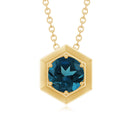 1 CT Simple London Blue Topaz Solitaire Gold Pendant London Blue Topaz - ( AAA ) - Quality - Rosec Jewels
