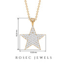 Star Diamond Cluster Pendant Necklace in Pave Setting Diamond - ( HI-SI ) - Color and Clarity - Rosec Jewels