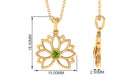 Gold Lotus Flower Pendant with 3 MM Round Cut Peridot Peridot - ( AAA ) - Quality - Rosec Jewels