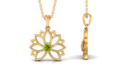 Gold Lotus Flower Pendant with 3 MM Round Cut Peridot Peridot - ( AAA ) - Quality - Rosec Jewels