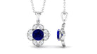 Antique Style Natural Blue Sapphire Bridal Pendant with Diamond Blue Sapphire - ( AAA ) - Quality - Rosec Jewels