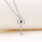 Cute Blue Sapphire Dangle Key Pendant Necklace Blue Sapphire - ( AAA ) - Quality - Rosec Jewels
