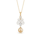 Vintage Inspired South Sea Pearl and Moissanite Dangle Pendant South Sea Pearl - ( AAA ) - Quality - Rosec Jewels