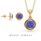 Round Tanzanite Swirl Pendant and Earrings Set Tanzanite - ( AAA ) - Quality - Rosec Jewels