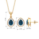Pear Cut London Blue Topaz and Diamond Classic jewelry Set London Blue Topaz - ( AAA ) - Quality - Rosec Jewels