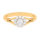 1/2 CT Split Shank Diamond Flower Engagement Ring Diamond - ( HI-SI ) - Color and Clarity - Rosec Jewels