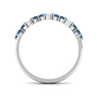 London Blue Topaz and Moissanite Half Eternity Ring London Blue Topaz - ( AAA ) - Quality - Rosec Jewels
