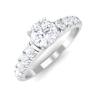 1 CT Round Cubic Zirconia Side Stone Engagement Ring Zircon - ( AAAA ) - Quality - Rosec Jewels