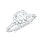1.50 CT Cubic Zirconia Engagement Ring with Halo and Side Stones Zircon - ( AAAA ) - Quality - Rosec Jewels