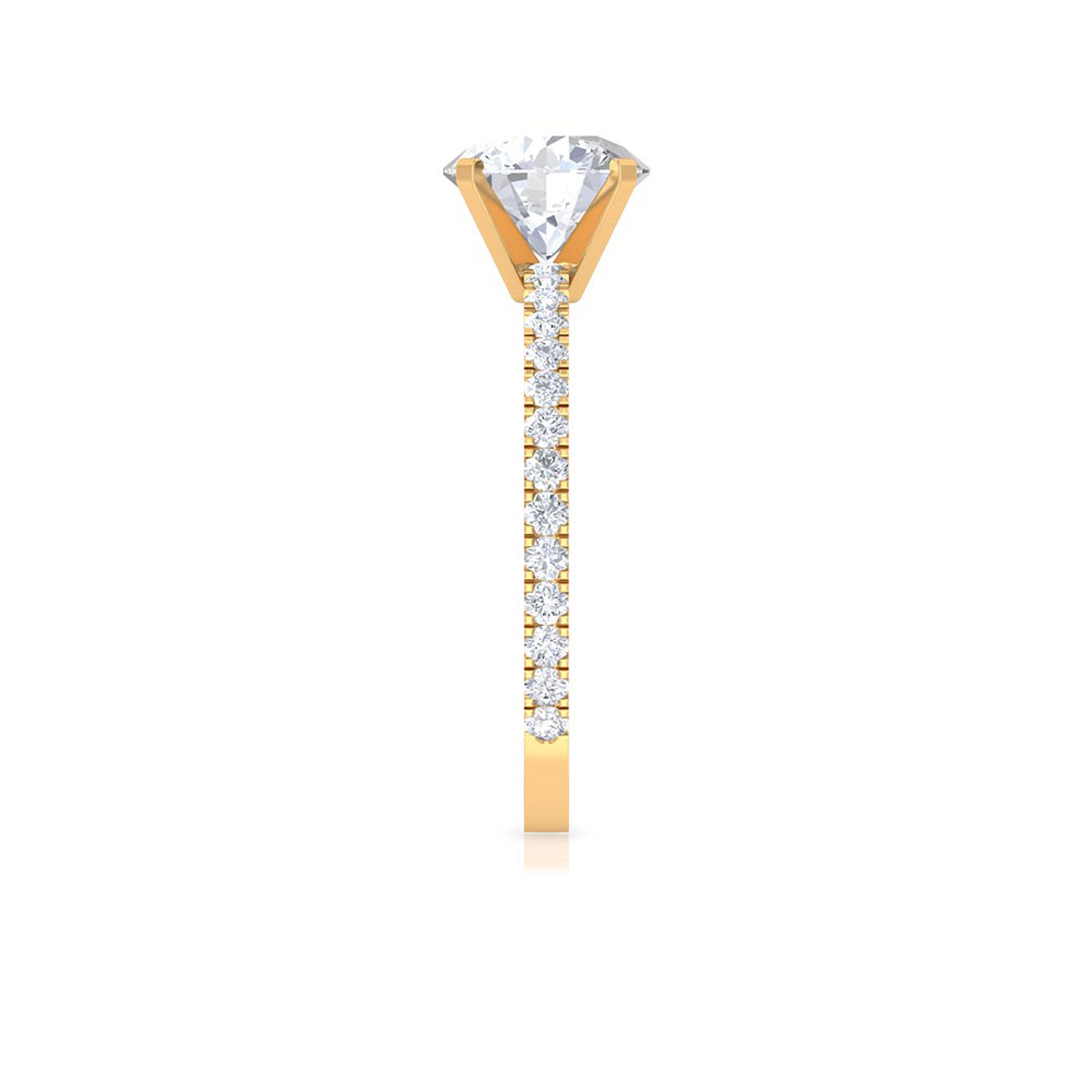 2.75 CT Zircon Solitaire Engagement Ring with Side Stones Zircon - ( AAAA ) - Quality - Rosec Jewels