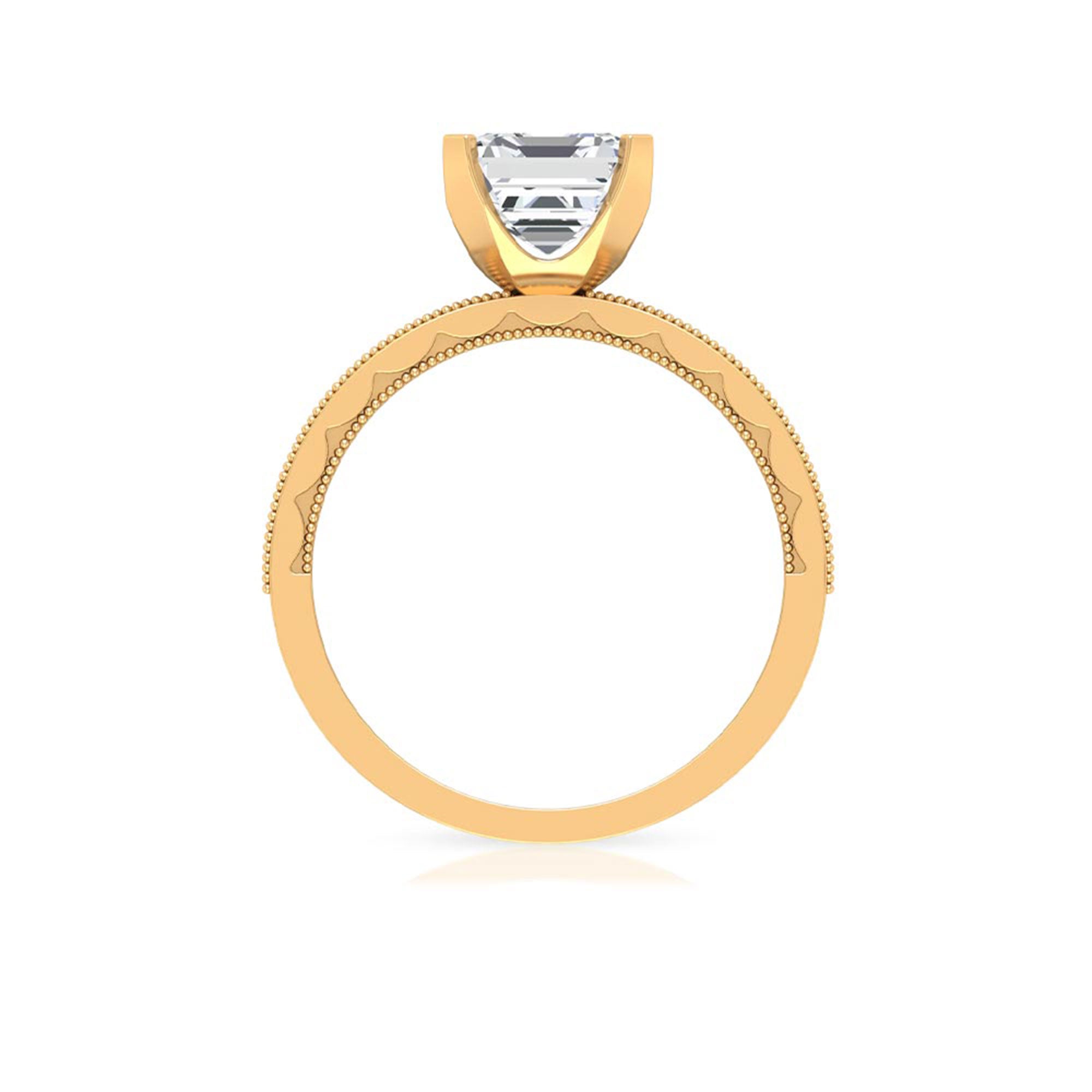 Asscher Cut Zircon Solitaire Engagement Ring Zircon - ( AAAA ) - Quality - Rosec Jewels