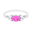 Solitaire Oval Pink Sapphire East West Ring with Diamond Pink Sapphire - ( AAA ) - Quality - Rosec Jewels
