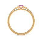 Minimal Princess Cut Pink Sapphire and Diamond Promise Ring Pink Sapphire - ( AAA ) - Quality - Rosec Jewels