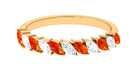 Marquise Created Orange Sapphire and Diamond Tilted Half Eternity Ring Lab Created Orange Sapphire - ( AAAA ) - Quality - Rosec Jewels