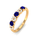 Blue Sapphire and Diamond Semi Eternity Ring Blue Sapphire - ( AAA ) - Quality - Rosec Jewels