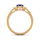 Classic Blue Sapphire Halo Engagement Ring with Diamond Blue Sapphire - ( AAA ) - Quality - Rosec Jewels