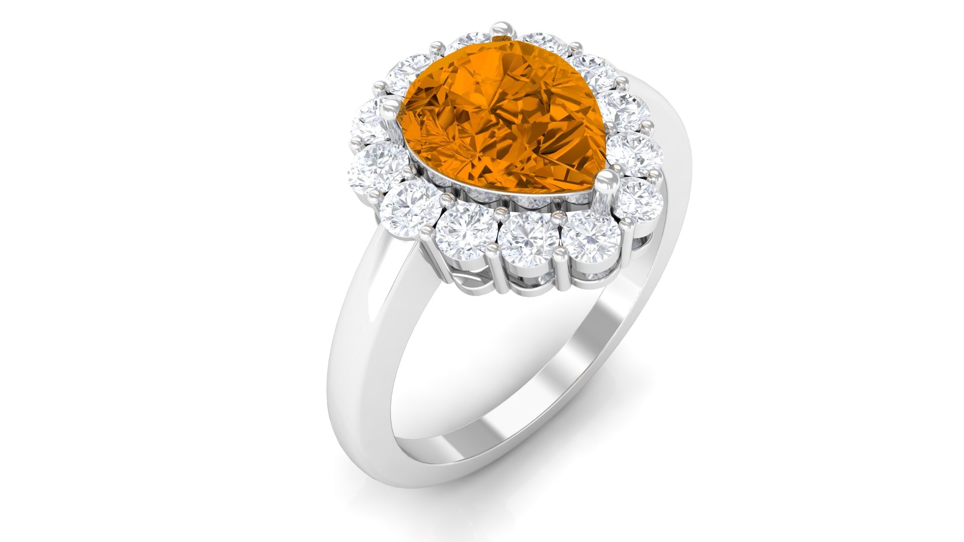 2.50 CT Citrine Vintage Engagement Ring with Moissanite Halo Citrine - ( AAA ) - Quality - Rosec Jewels