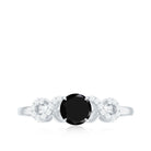 1/2 CT Black Onyx and Diamond Criss Cross Engagement Ring Black Onyx - ( AAA ) - Quality - Rosec Jewels