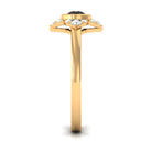 Bezel Set Black Diamond Flower Engagement Ring with Diamond Black Diamond - ( AAA ) - Quality - Rosec Jewels