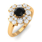 1.75 CT Black Diamond Flower Engagement Ring with Moissanite Black Diamond - ( AAA ) - Quality - Rosec Jewels