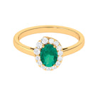 1.25 CT Oval Emerald and Diamond Halo Engagement Ring Emerald - ( AAA ) - Quality - Rosec Jewels