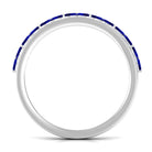 Blue Sapphire and Diamond Crown Style Half Eternity Ring Blue Sapphire - ( AAA ) - Quality - Rosec Jewels